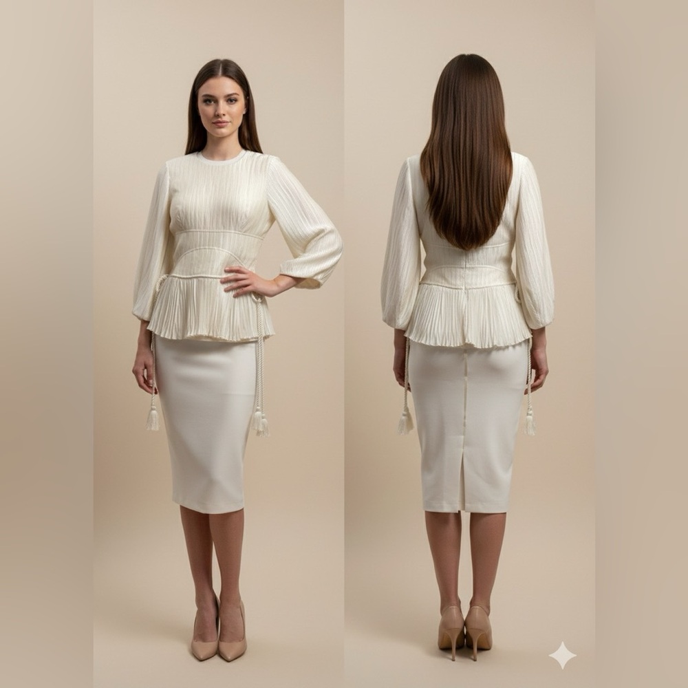Jonathan Simkhai beautiful plisse blouse in off-white